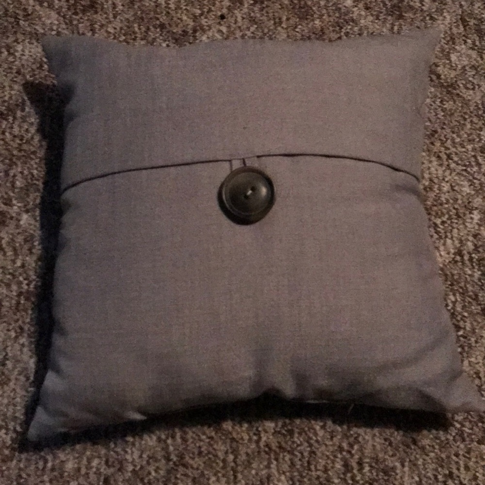 New gray throw pillow w/ button detail